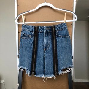 CARMAR Double Zipper Denim Mini Skirt Size 25